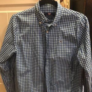 Boys Vineyard Vines Classic Gingham Whale Shirt
